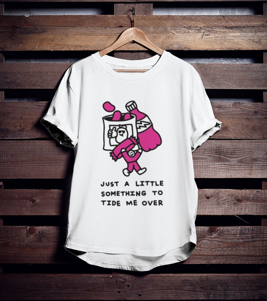 Just A Little Something To Tide Me Over Snack Pink Character Carrying Beer T-Shirt