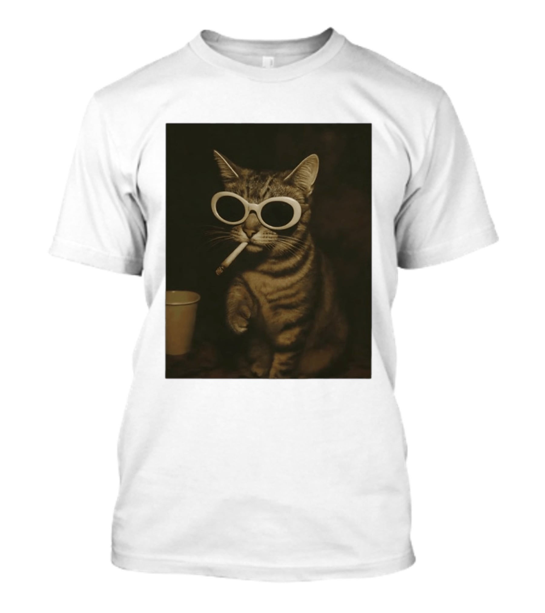 Cool Cat Smoking Sunglasses Meme Iconic Photo T-Shirt