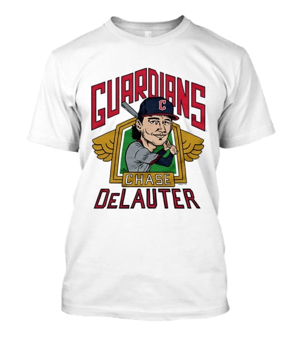 Guardians Chase DeLauter Baseball Caricature T-Shirt