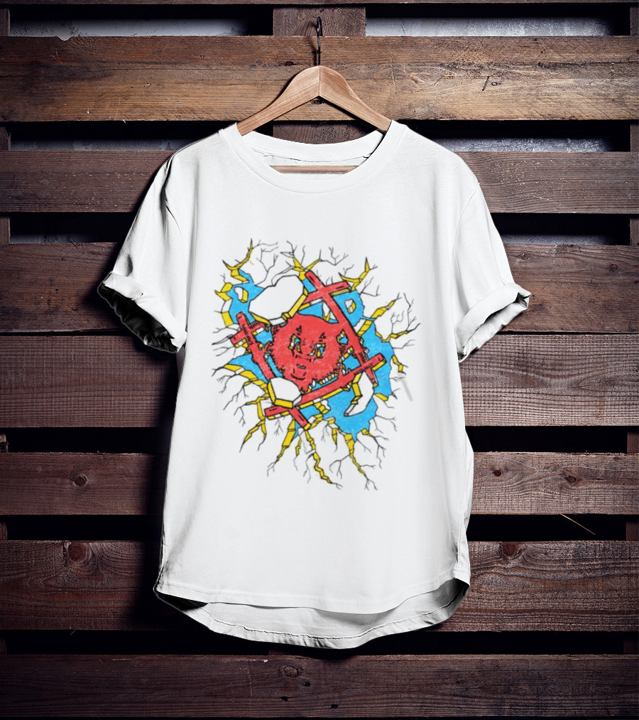 Hollowsquad La Store Hs Smash Fractured Red Face And Abstract Blue Yellow T-Shirt