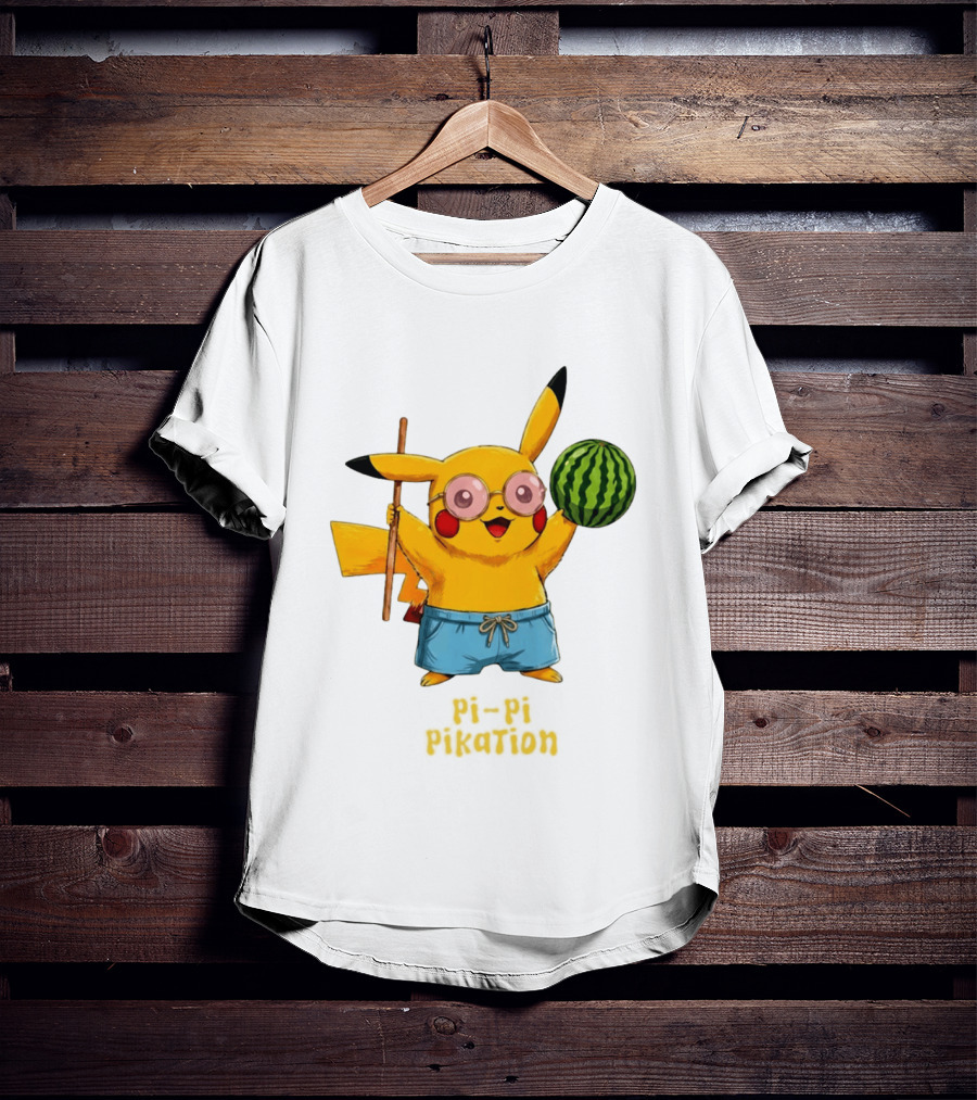 Pikachu Watermelon Summer Pi Pi Pikation Cute Sunglasses Beach T-Shirt