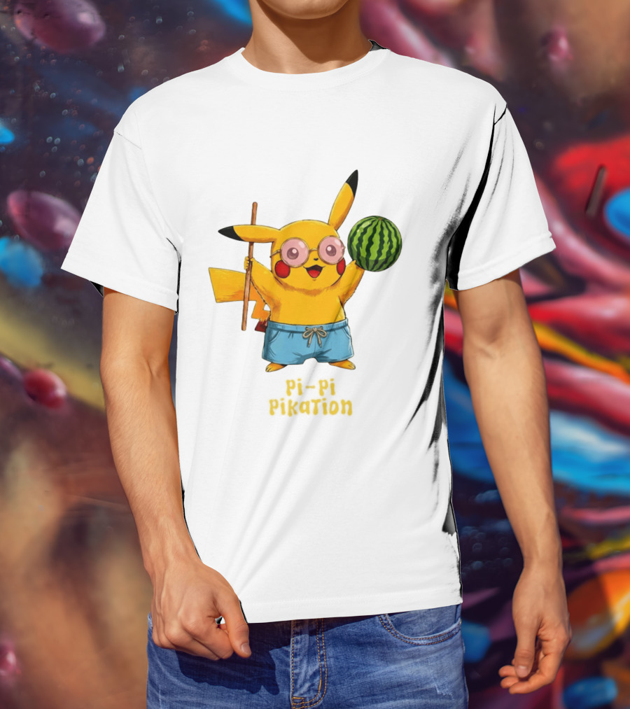 Pikachu Watermelon Summer Pi Pi Pikation Cute Sunglasses Beach T-Shirt