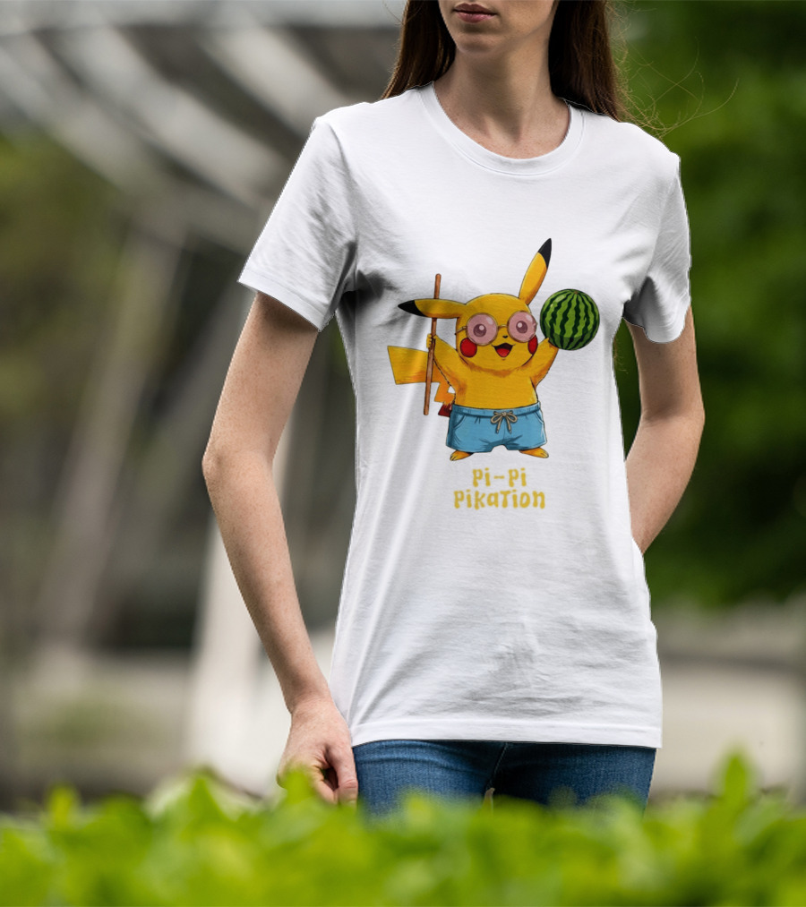 Pikachu Watermelon Summer Pi Pi Pikation Cute Sunglasses Beach T-Shirt