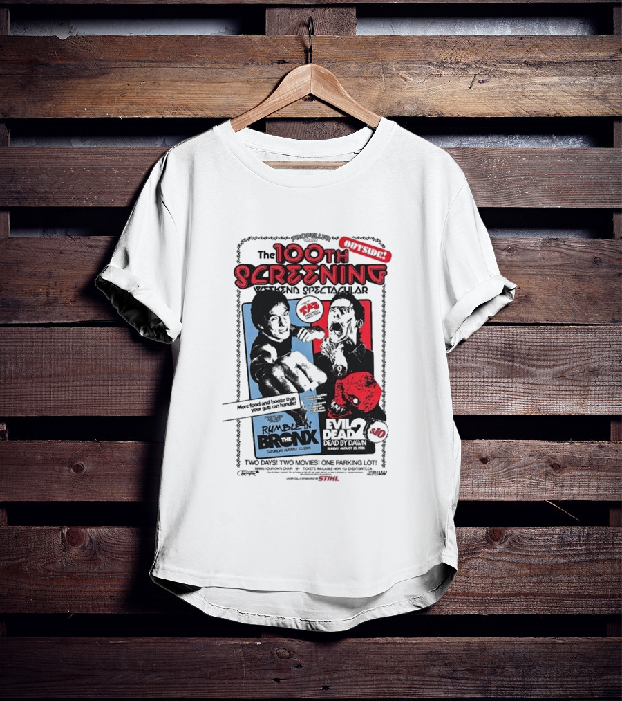 Propeller Arcade 100th Screening Weekend Spectacular Rumble In The Bronx August 22 2026 Evil Dead 2 T-Shirt