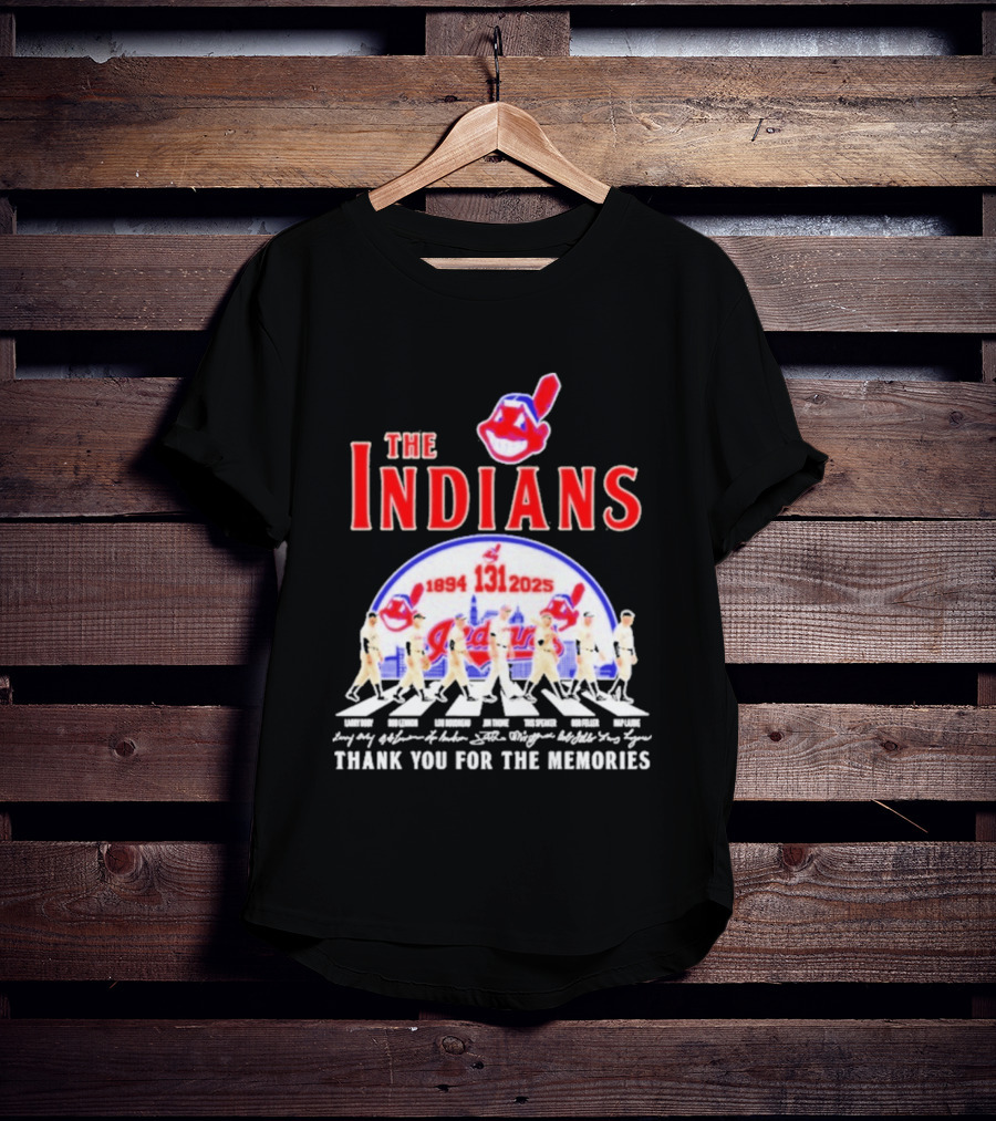 The Cleveland Indians 131st Anniversary 1894 2025 Thank You For The Memories Abbey Road Signatures T-Shirt