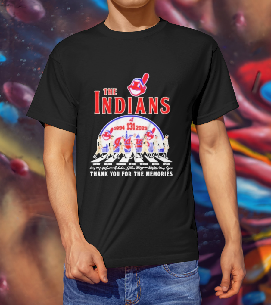 The Cleveland Indians 131st Anniversary 1894 2025 Thank You For The Memories Abbey Road Signatures T-Shirt
