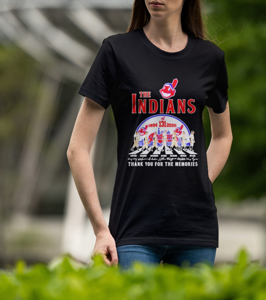 The Cleveland Indians 131st Anniversary 1894 2025 Thank You For The Memories Abbey Road Signatures T-Shirt