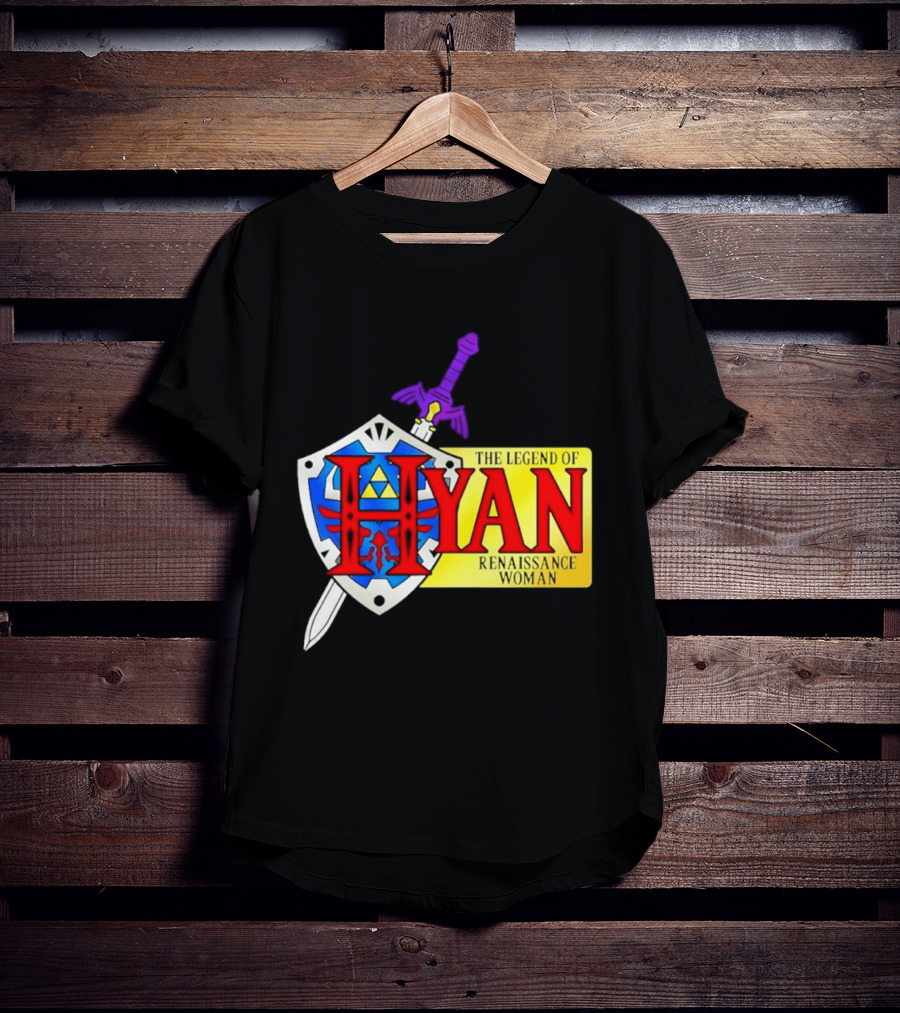 Hyan Renaissance Woman Legend Triforce Shield Sword T-Shirt