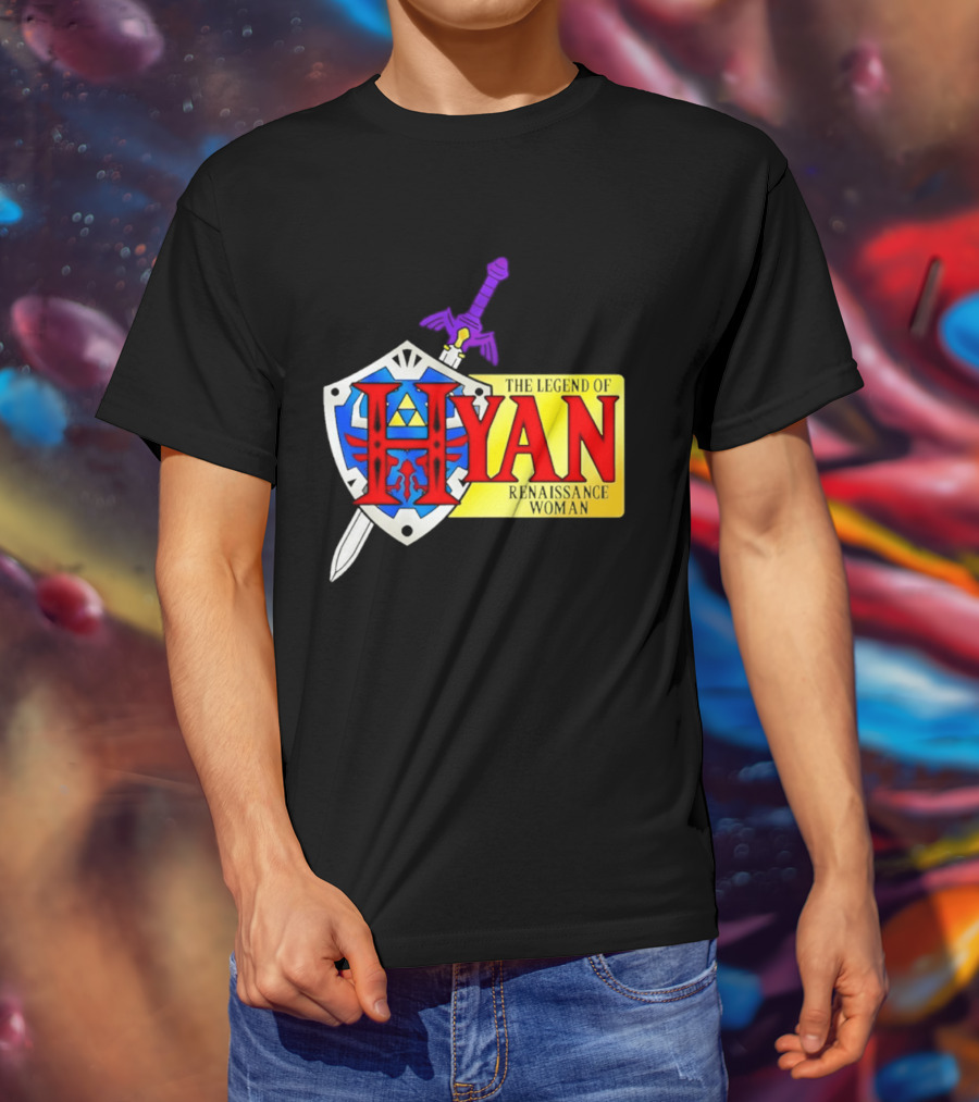 Hyan Renaissance Woman Legend Triforce Shield Sword T-Shirt