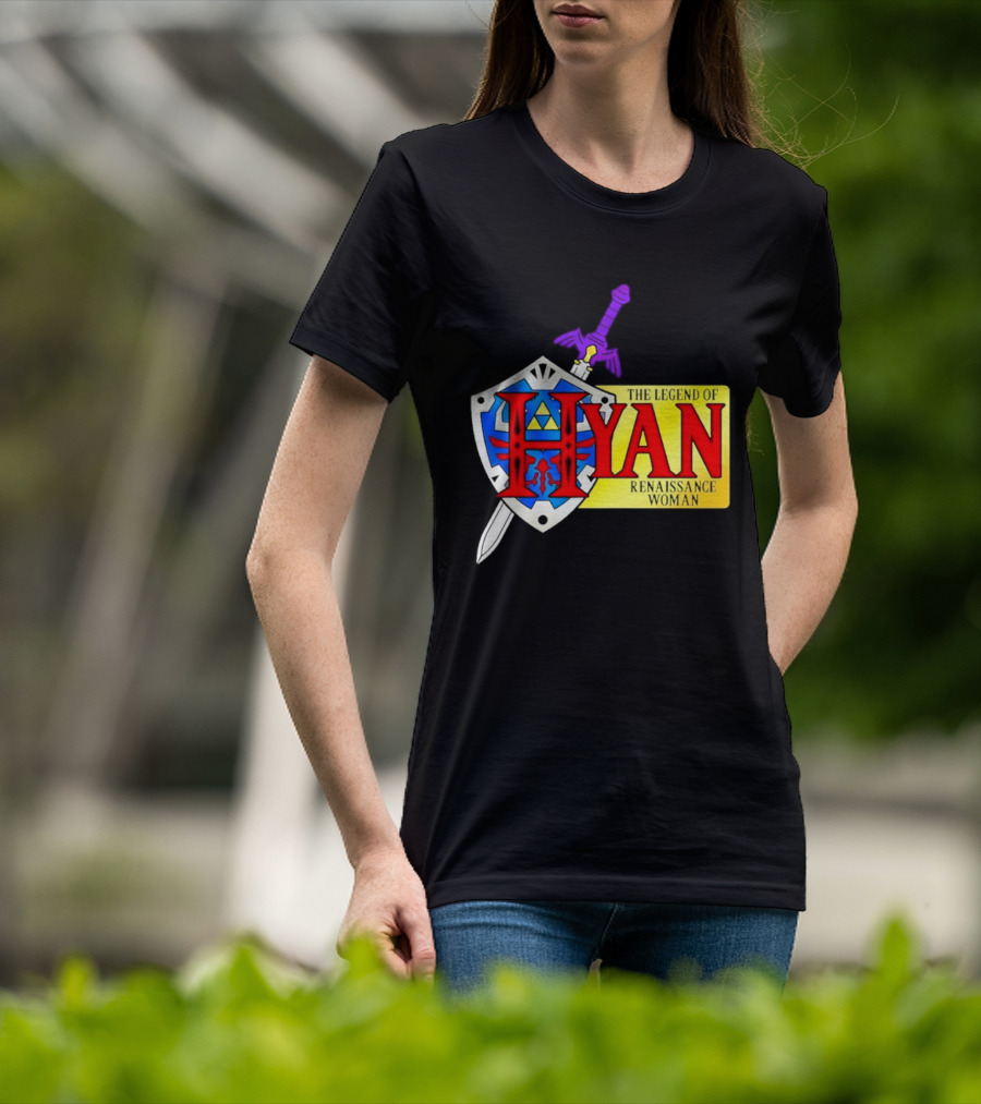 Hyan Renaissance Woman Legend Triforce Shield Sword T-Shirt