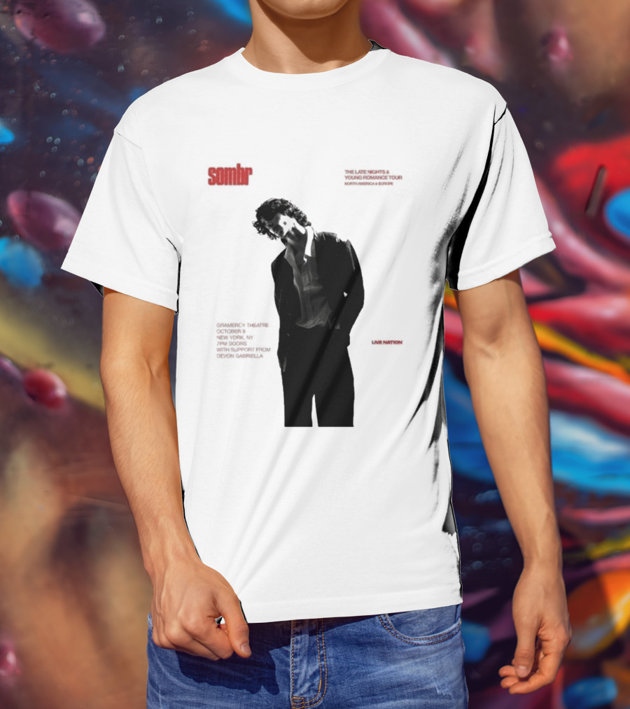 Sombr The Late Nights And Young Romance Tour Dates 2025 North America And Europe T-Shirt
