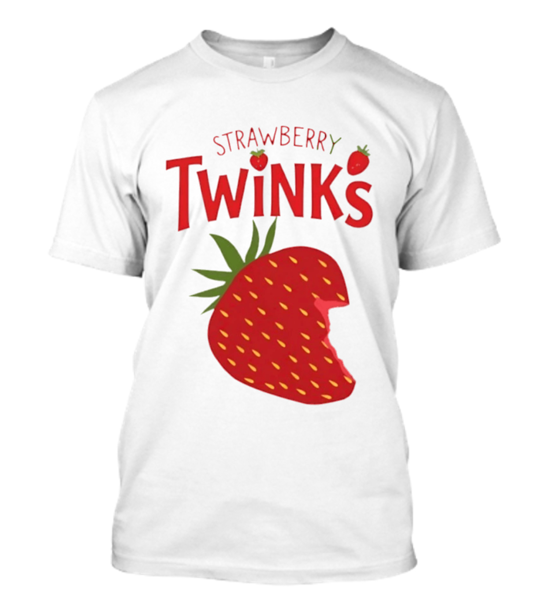 Strawberry Twinks With Bitten Strawberry Motif T-Shirt
