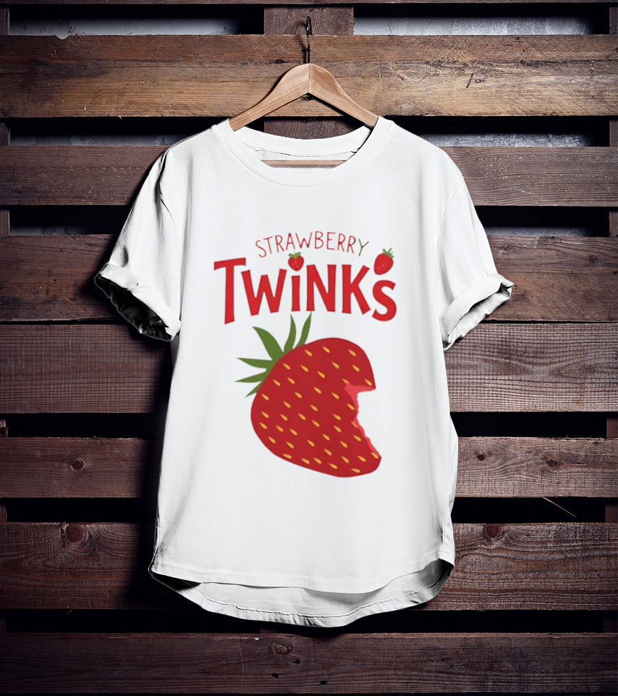 Strawberry Twinks With Bitten Strawberry Motif T-Shirt