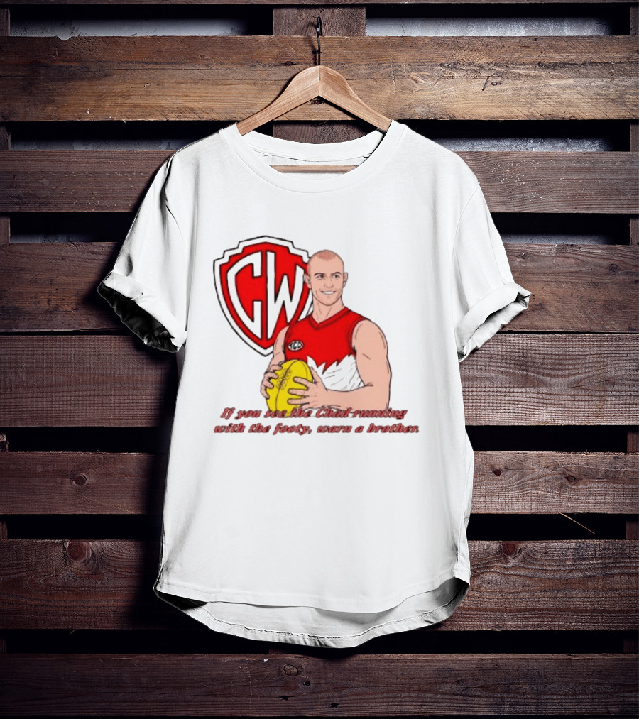 The Chad Running Footy Warn A Brother CW AFL T-Shirt