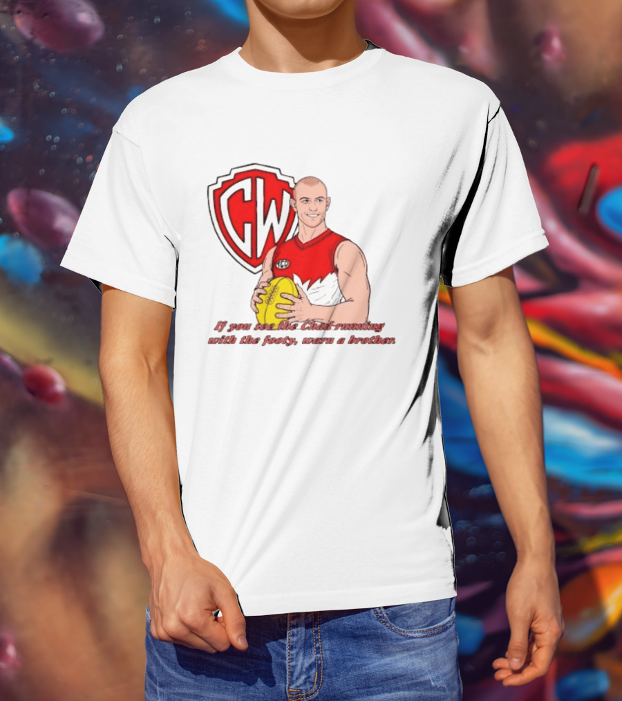 The Chad Running Footy Warn A Brother CW AFL T-Shirt