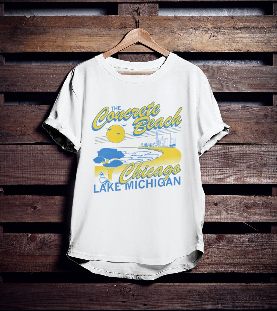 The Concrete Beach Sun Illustration Chicago Lake Michigan T-Shirt