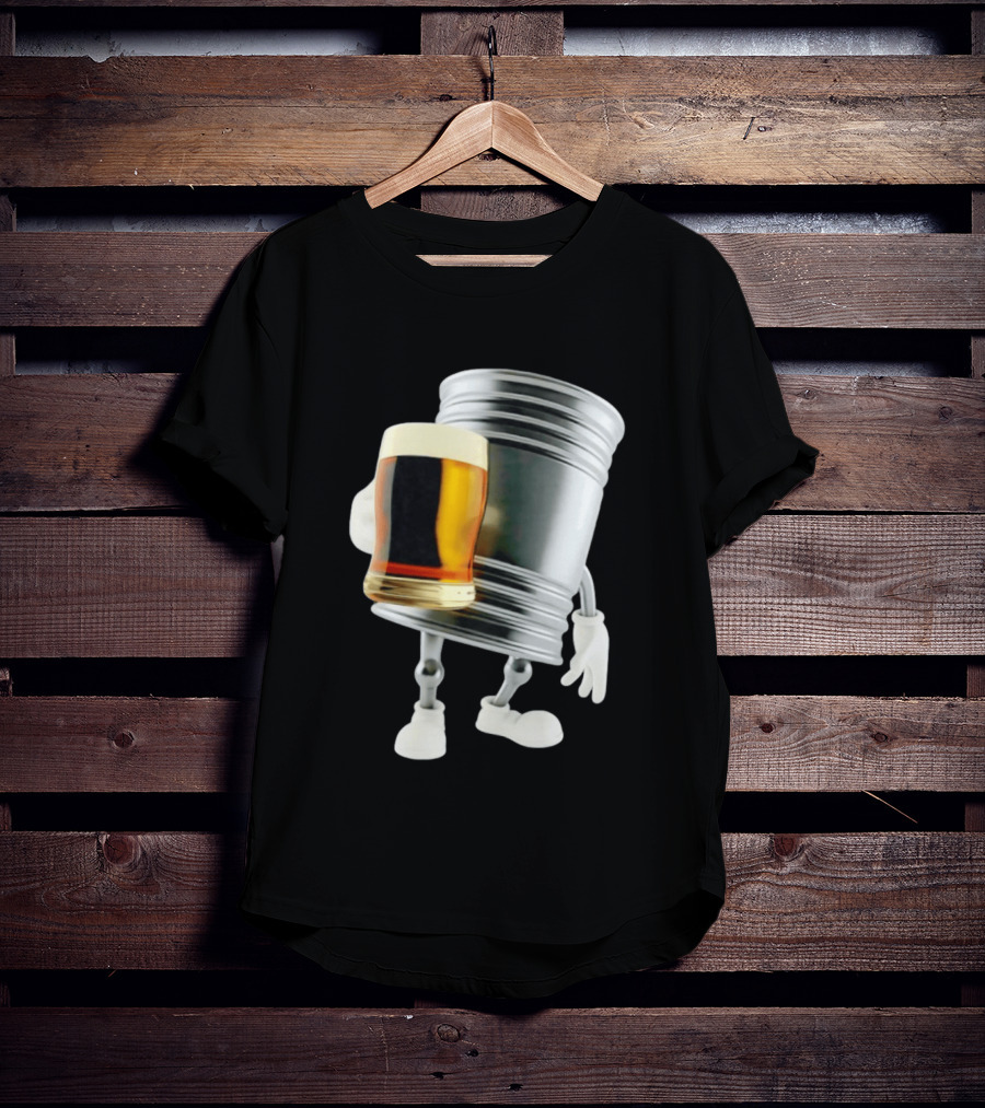 Beer Keg Holding Glass Character Meme T-Shirt