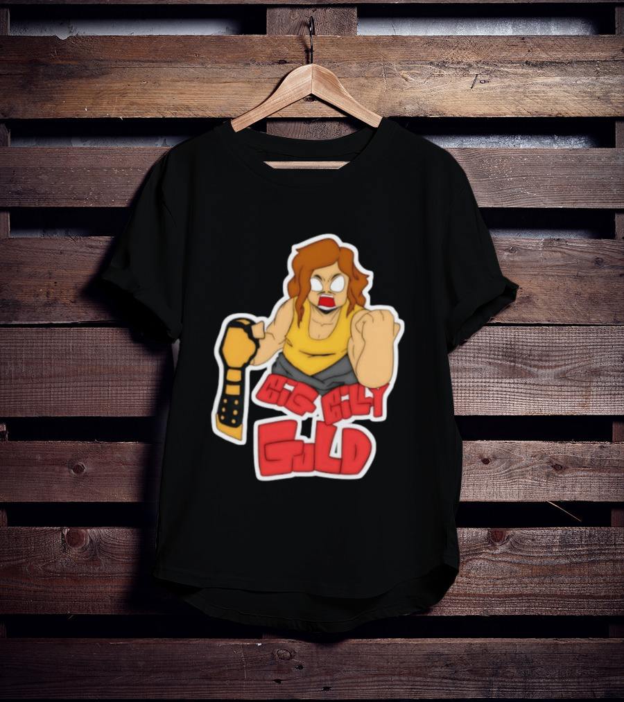 Big Billy Gold Wrestling Champion Belt Bold Cartoon T-Shirt