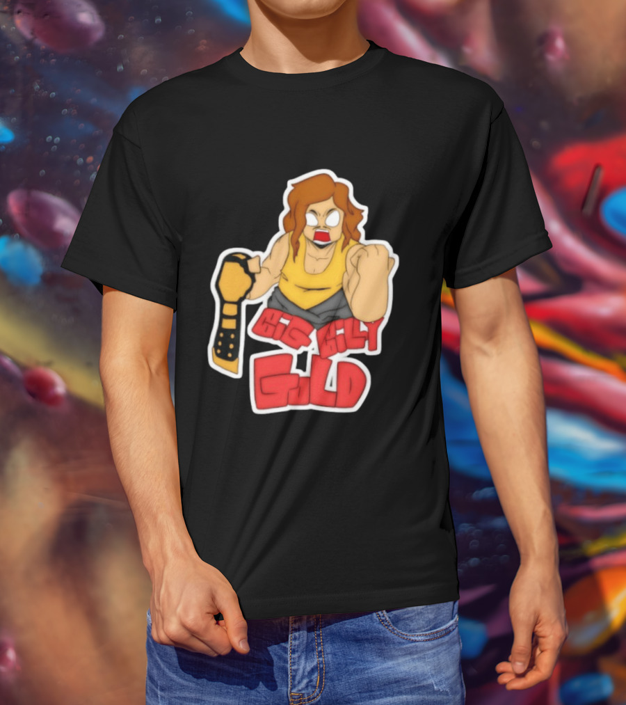 Big Billy Gold Wrestling Champion Belt Bold Cartoon T-Shirt