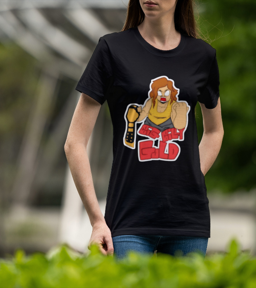 Big Billy Gold Wrestling Champion Belt Bold Cartoon T-Shirt
