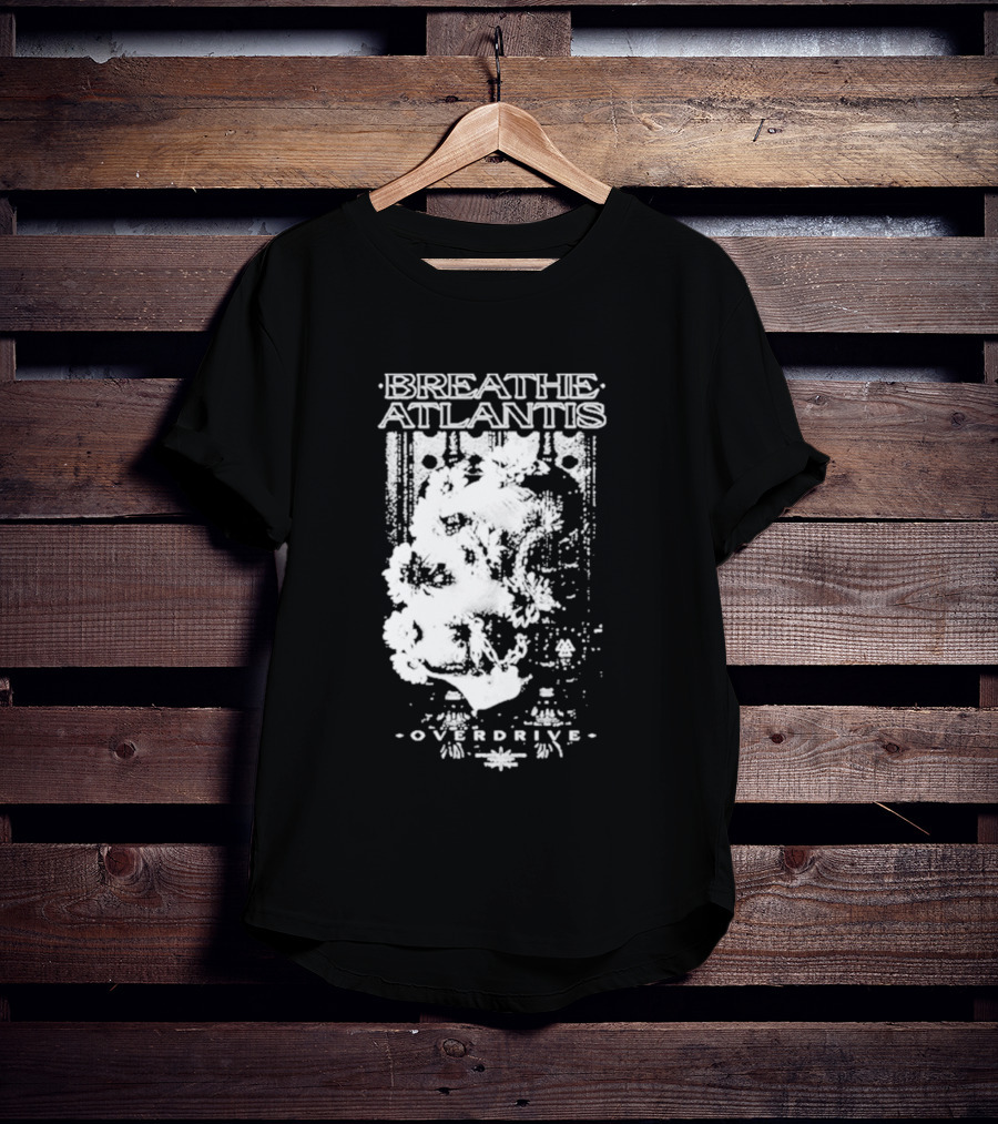 Breathe Atlantis Overdrive White Text And Skull T-Shirt