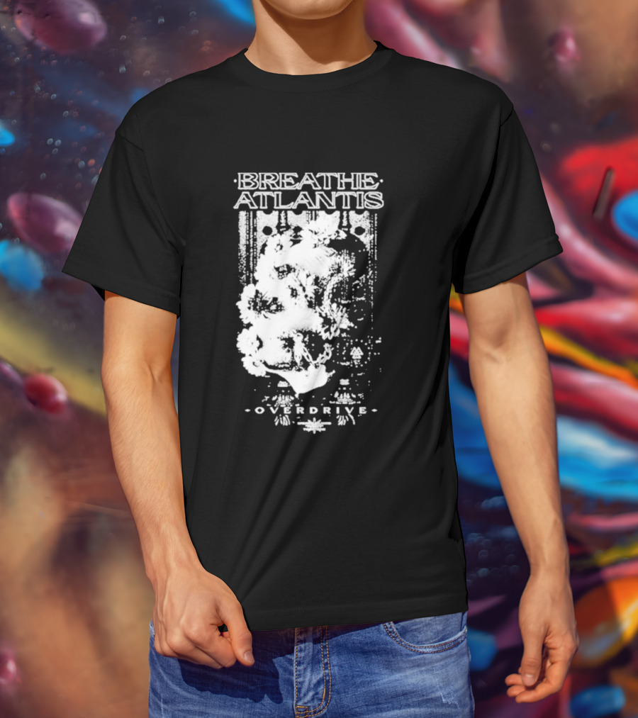 Breathe Atlantis Overdrive White Text And Skull T-Shirt