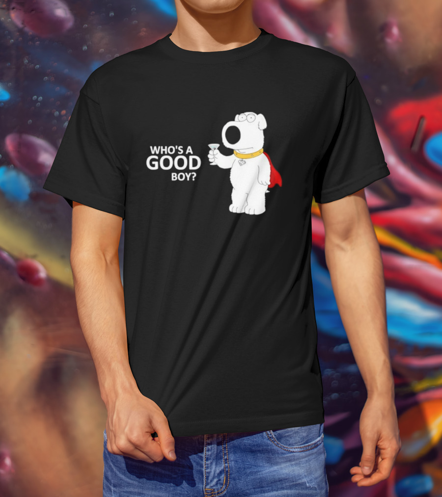 Brian Griffin Who's A Good Boy Family Guy Red Cape Martini T-Shirt