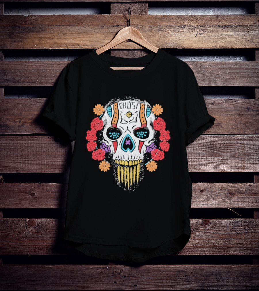 Call Of Duty Ghost Sugar Skull Floral Dia De Los Muertos T-Shirt