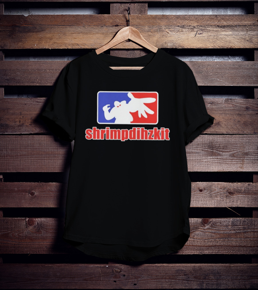 Shrimpdihzkit NBA Style Branding Parody Red White Blue T-Shirt