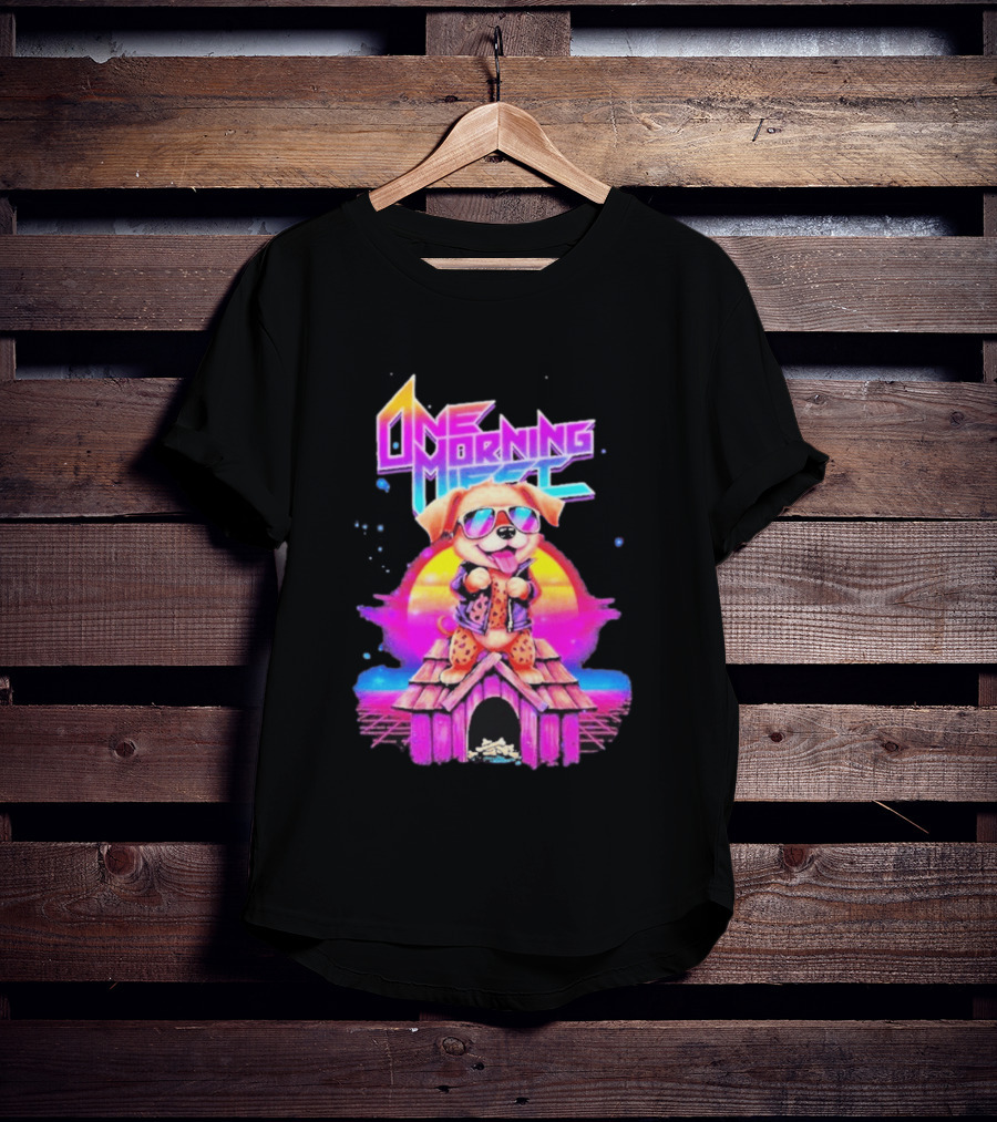 One Morning Left Puppy Doghouse 80s Retro Sunglasses Sunset Vibe T-Shirt