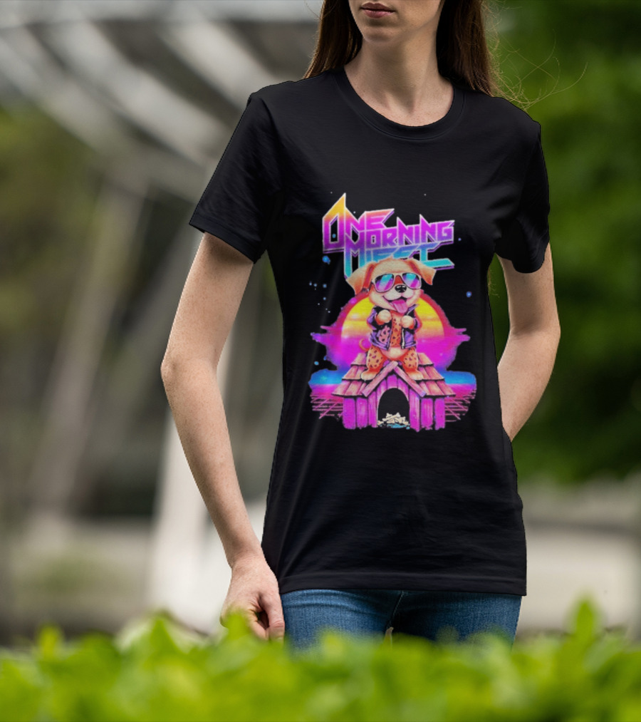 One Morning Left Puppy Doghouse 80s Retro Sunglasses Sunset Vibe T-Shirt