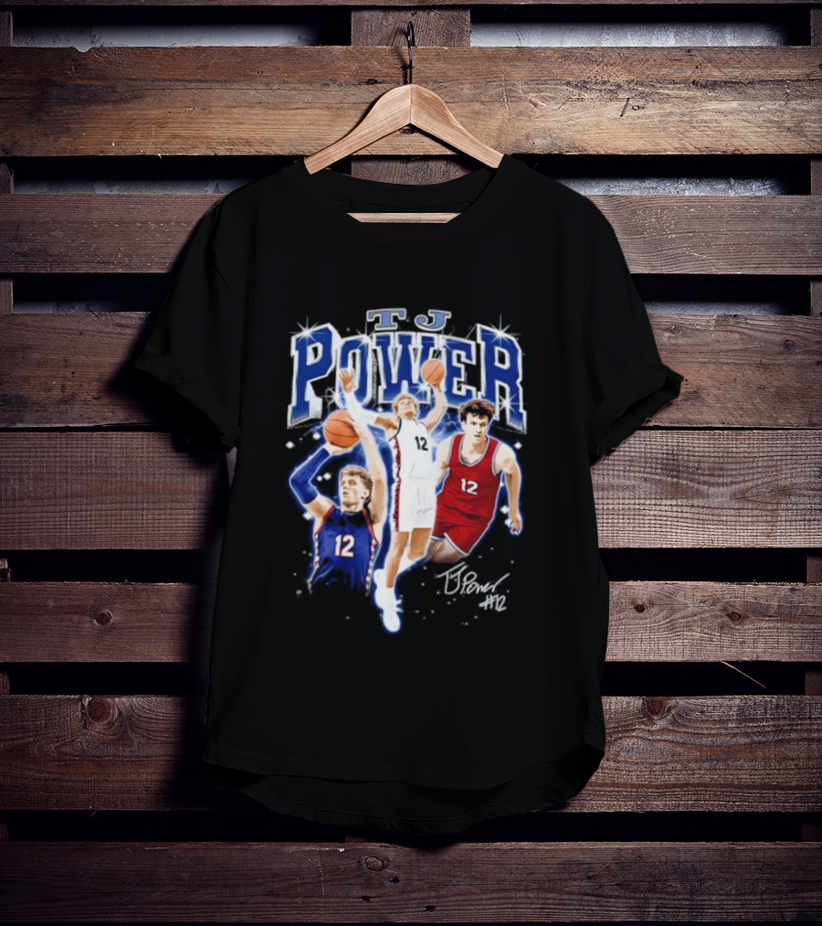 TJ Power Penn Quakers Basketball Player Number 12 Collage T-Shirt