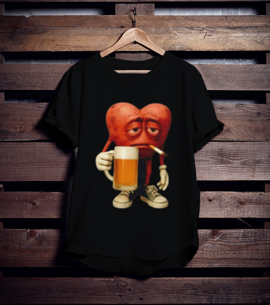 Your Heart Smoking Cigarette And Holding Beer In Sneakers T-Shirt