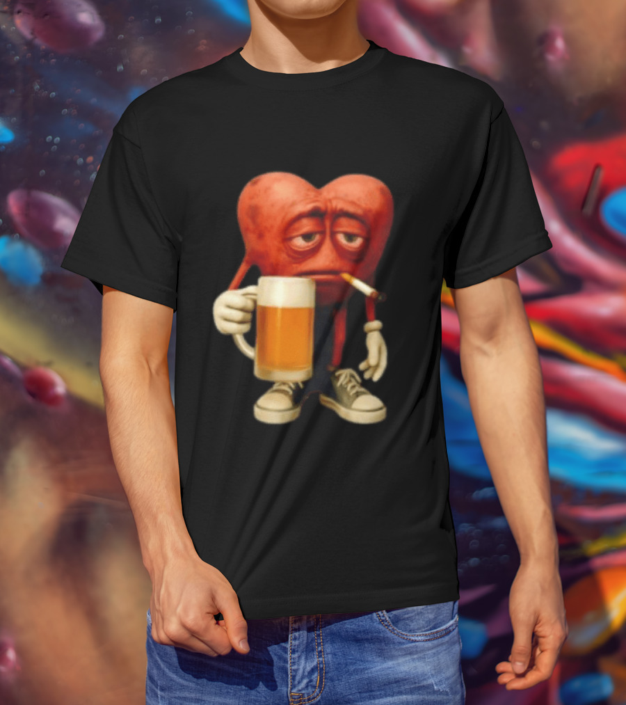 Your Heart Smoking Cigarette And Holding Beer In Sneakers T-Shirt