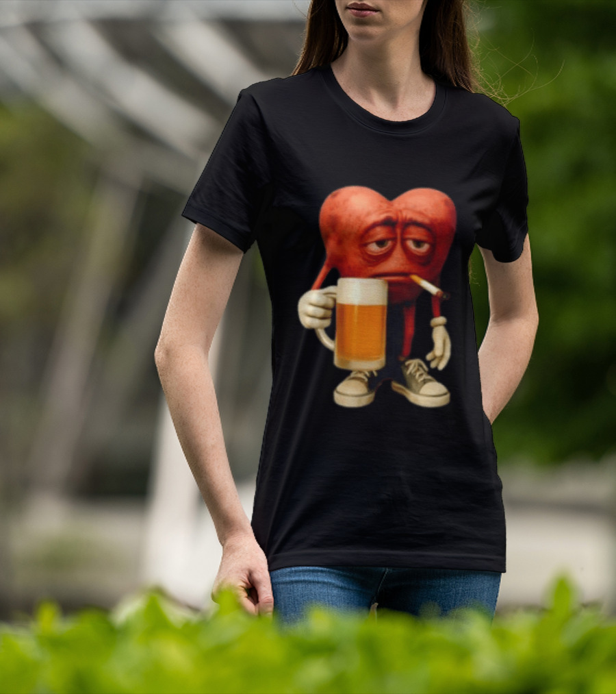 Your Heart Smoking Cigarette And Holding Beer In Sneakers T-Shirt