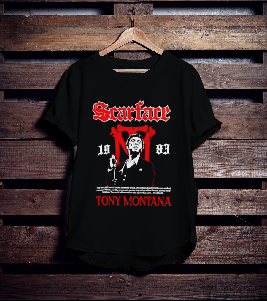 Scarface 1983 Tony Montana American Dream Red White T-Shirt
