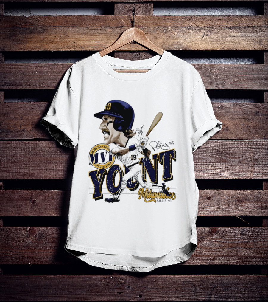 Robin Yount Milwaukee MVP American League 1982 1989 Milwaukee B.O.C. '90 T-Shirt