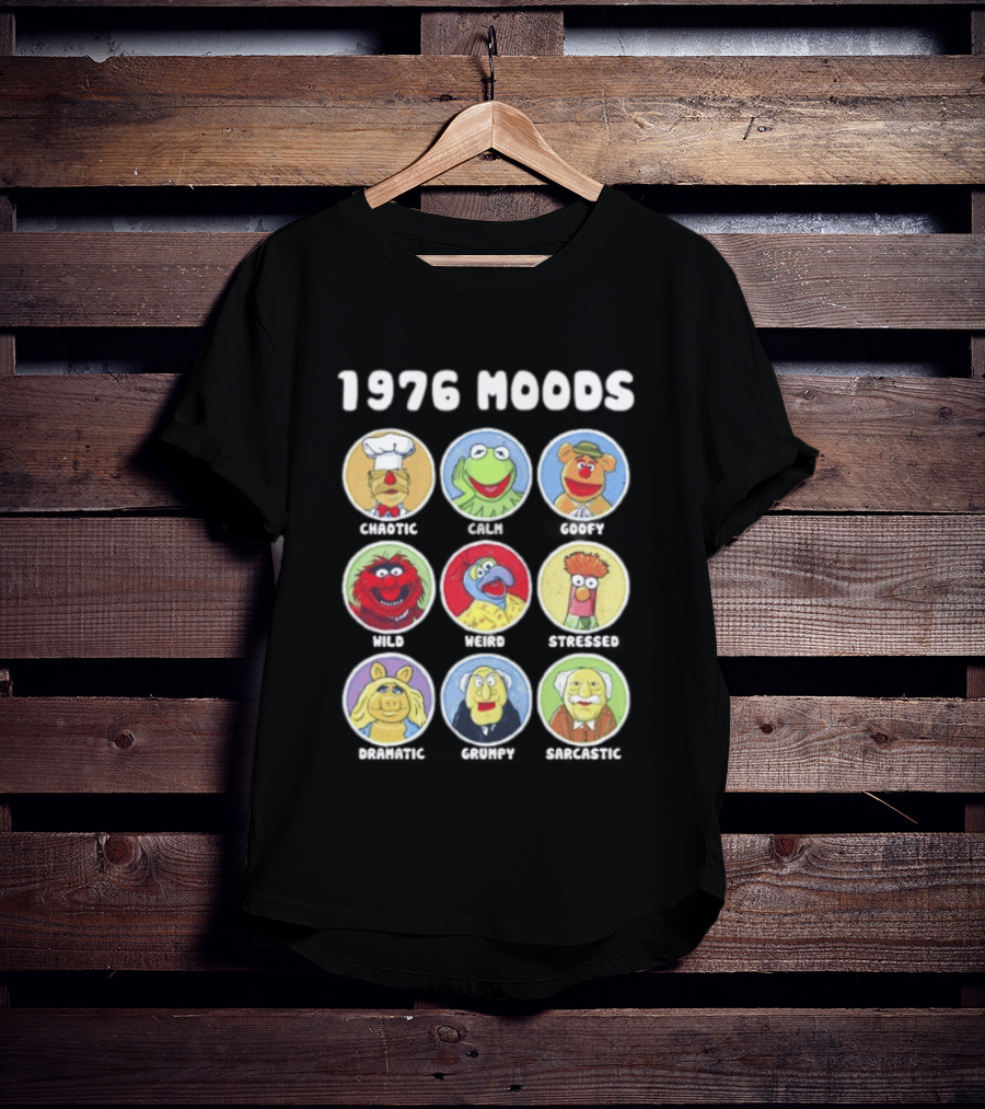 1976 Moods The Muppets Kermit Miss Piggy Animal Fozzie Beaker Swedish Chef Bunsen Honeydew Sam Eagle Statler Waldorf T-Shirt
