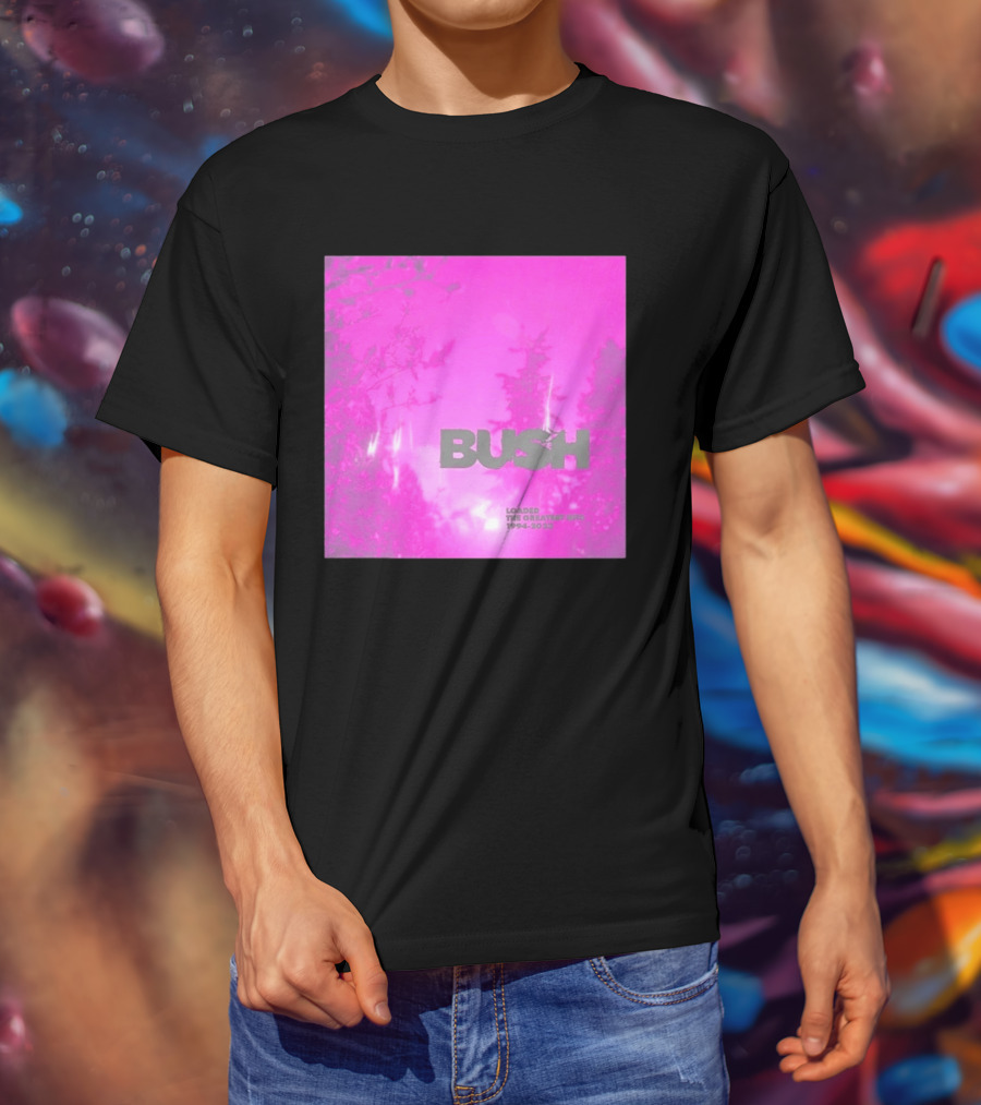 Bush Loaded The Greatest Hits 1994 2023 Pink Album Cover T-Shirt