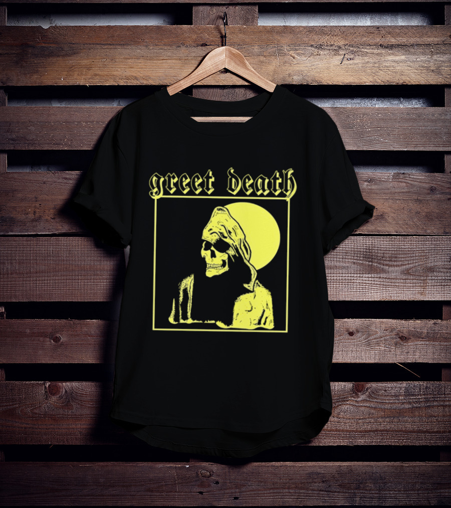 Greet Death Grim Reaper Band Alternative Rock Skeleton Halo T-Shirt