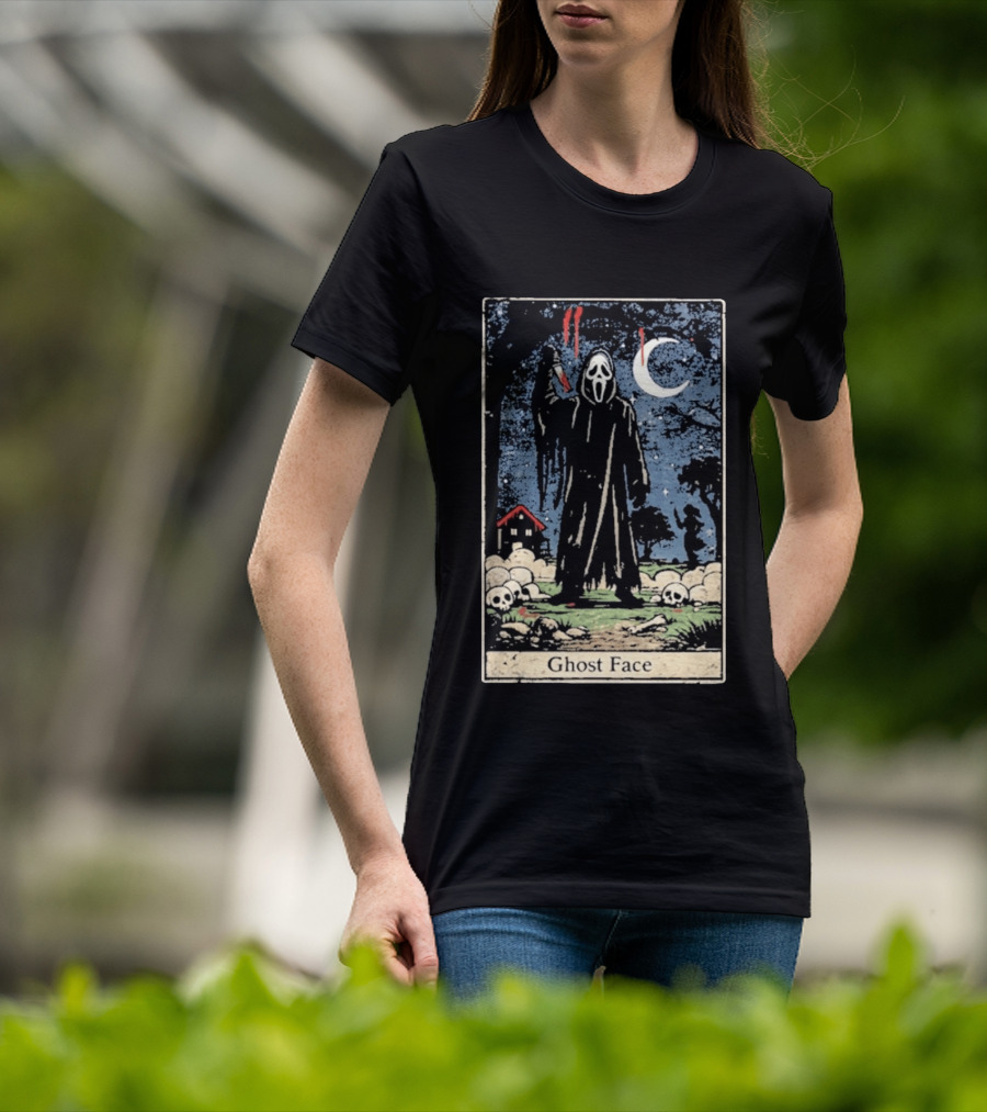 Ghost Face Scream Changes Tarot Card Crossover Halloween Horror Villain T-Shirt