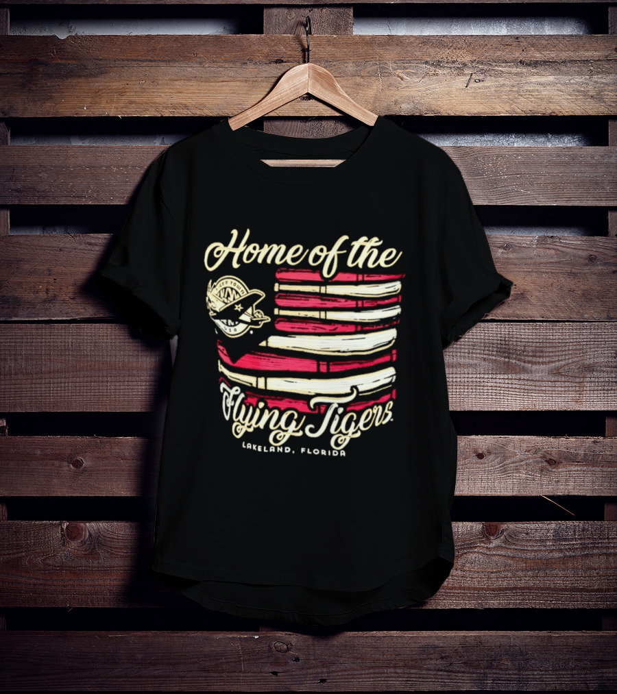 Home Of The Flying Tigers Lakeland Florida Baseball Flag T-Shirt