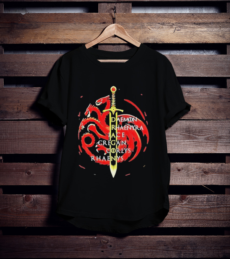 Daemon Rhaenyra Jace Cregan Corlys Rhaenys Dragon Sword Emblem The Reel Rejects T-Shirt