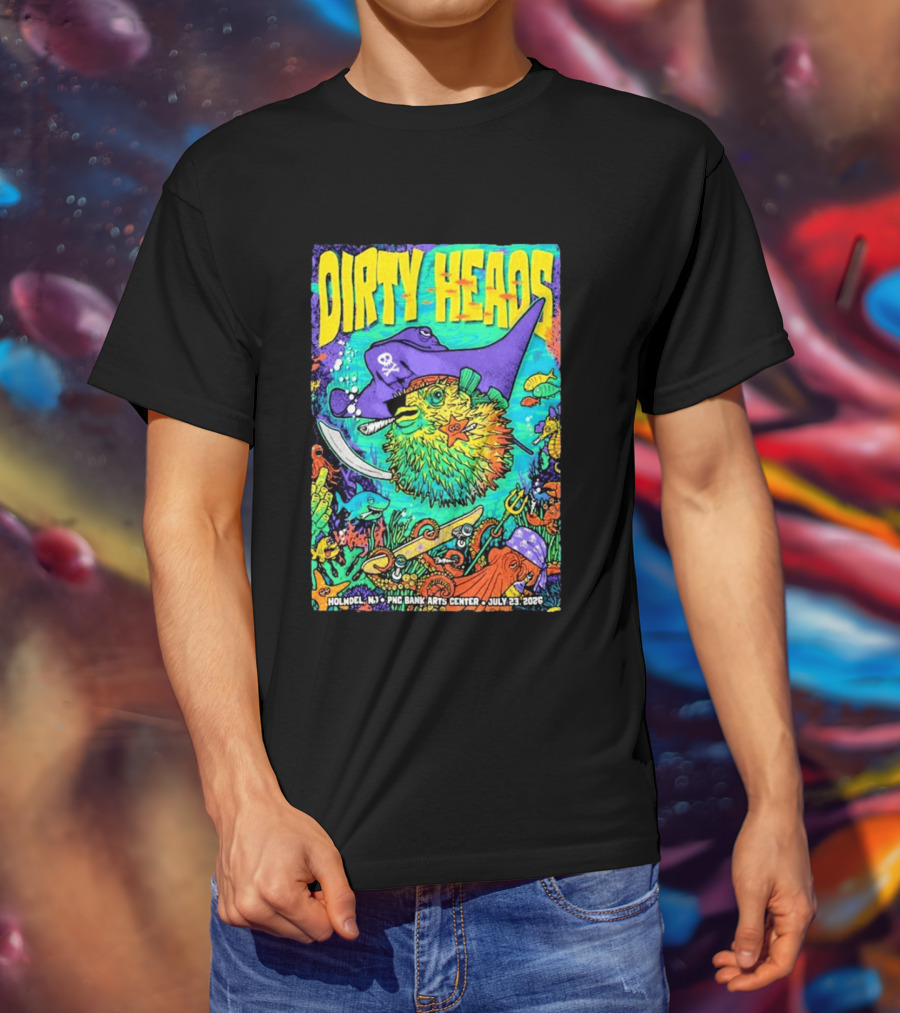 Dirty Heads Holmdel NJ July 23 2026 PNC Bank Arts Center Pirate Theme Ocean Creatures T-Shirt