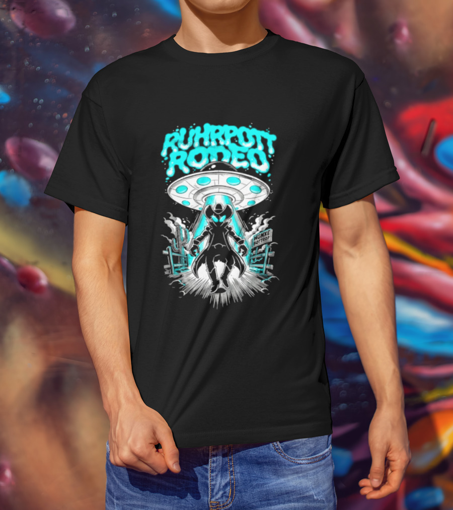Ruhrpott Rodeo Hunxe Bottrop Alien Cowboy UFO Texas Stadium T-Shirt