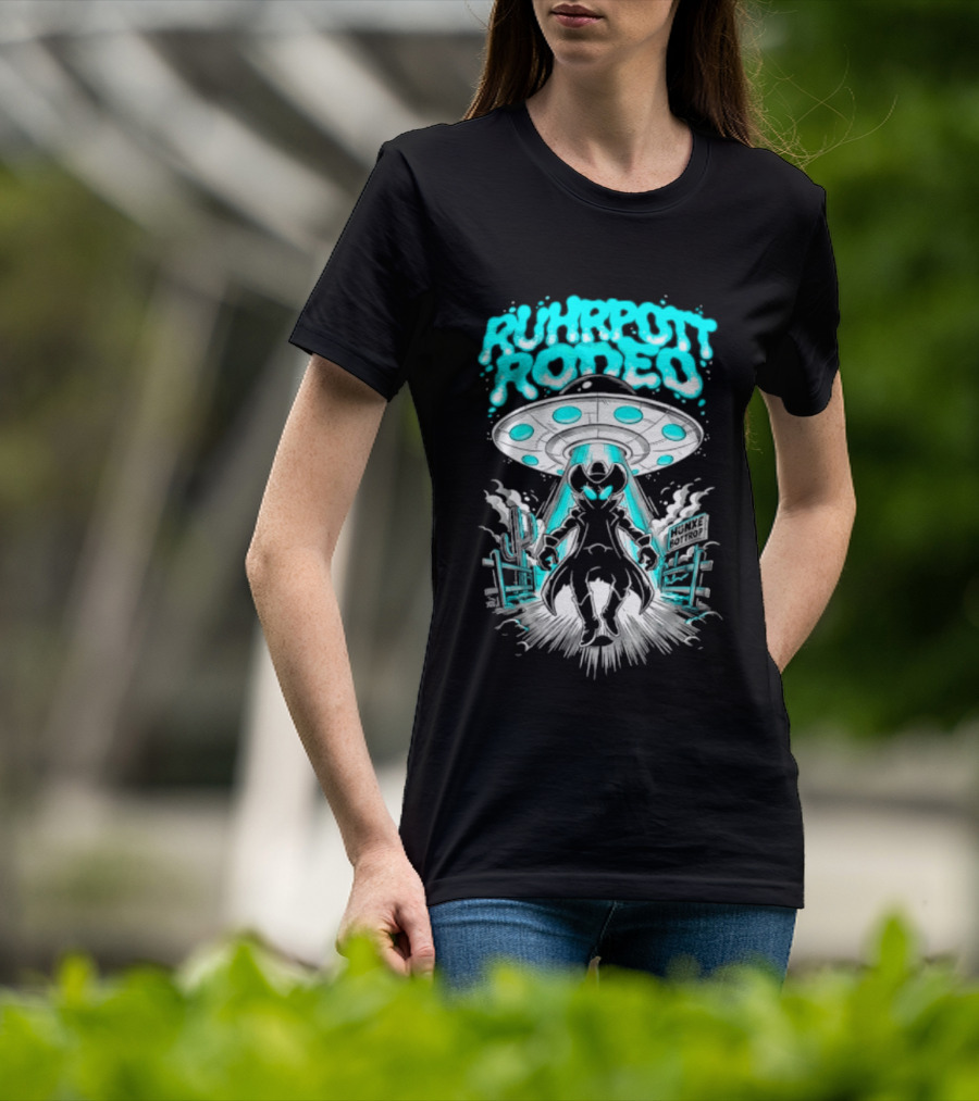 Ruhrpott Rodeo Hunxe Bottrop Alien Cowboy UFO Texas Stadium T-Shirt