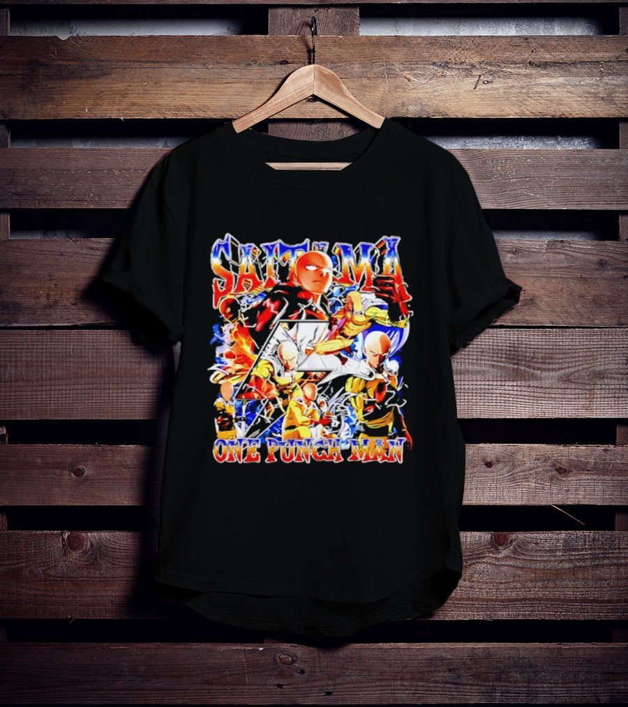 Saitama One Punch Man Anime Manga Superhero Action Pose Compilation T-Shirt