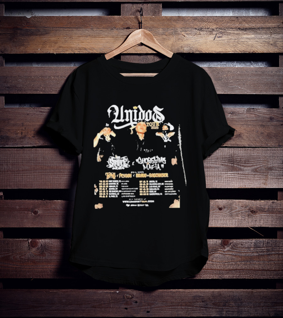 Unidos Tour 2025 Santa Fe Klan Shoreline Mafia Tour Dates Kelvin Azari Beni Fnt GeraMX Scarface T-Shirt