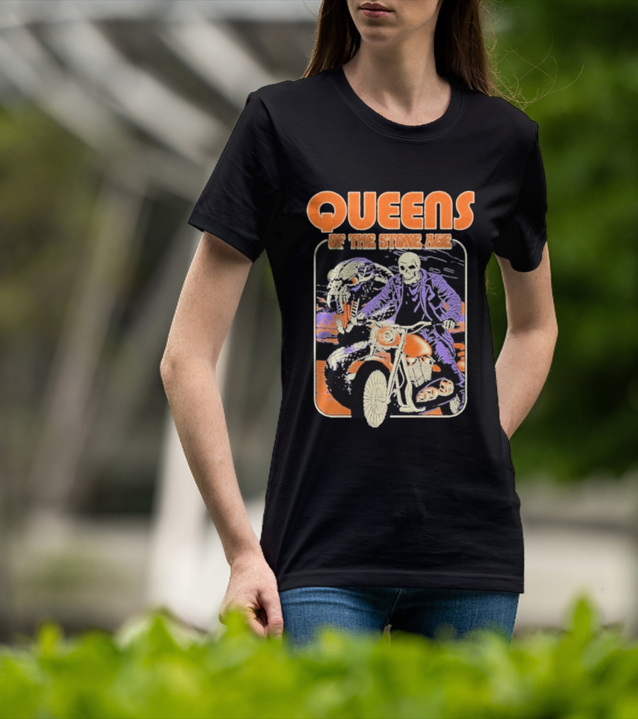 Queens Of The Stone Age Skeleton Rider Snake Motorcycle Adventure T-Shirt