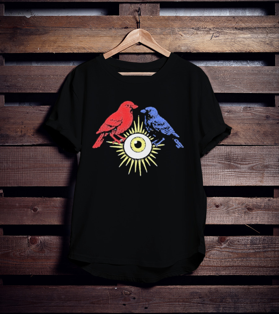 Upchurch Creeker III Red Blue Birds Sun Eye Motif T-Shirt